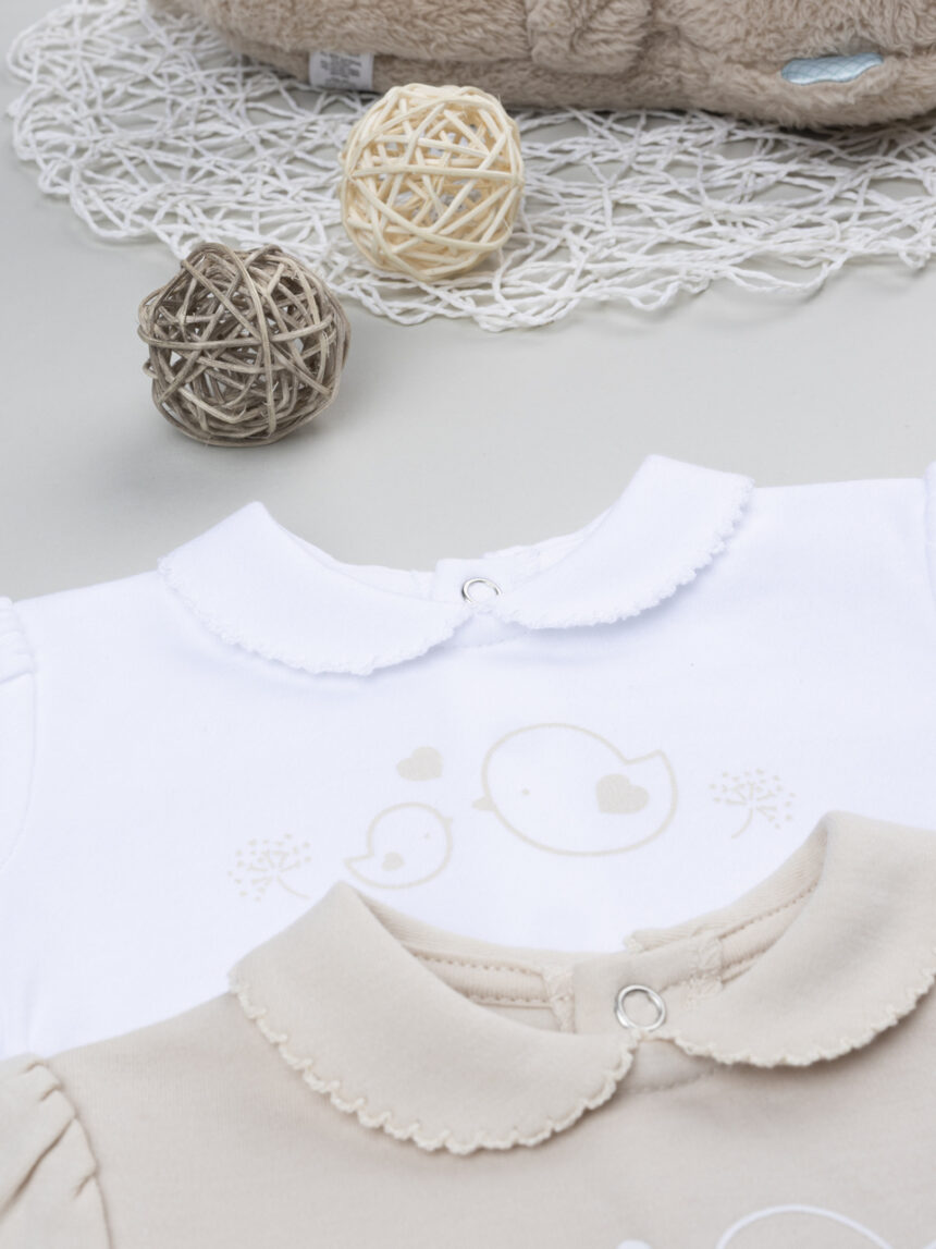 βρεφικά σετ μπλούζα και γκέτα πακέτο x2 με πουλάκια για κορίτσι - Prénatal