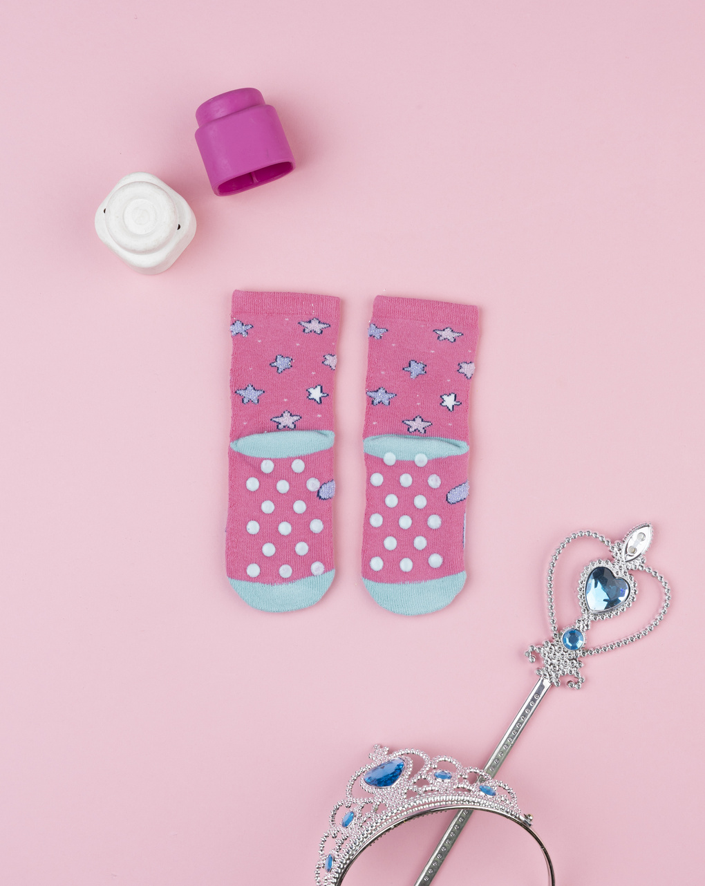 βρεφικές αντιολισθητικές κάλτσες με αστέρια για κορίτσι - Prénatal