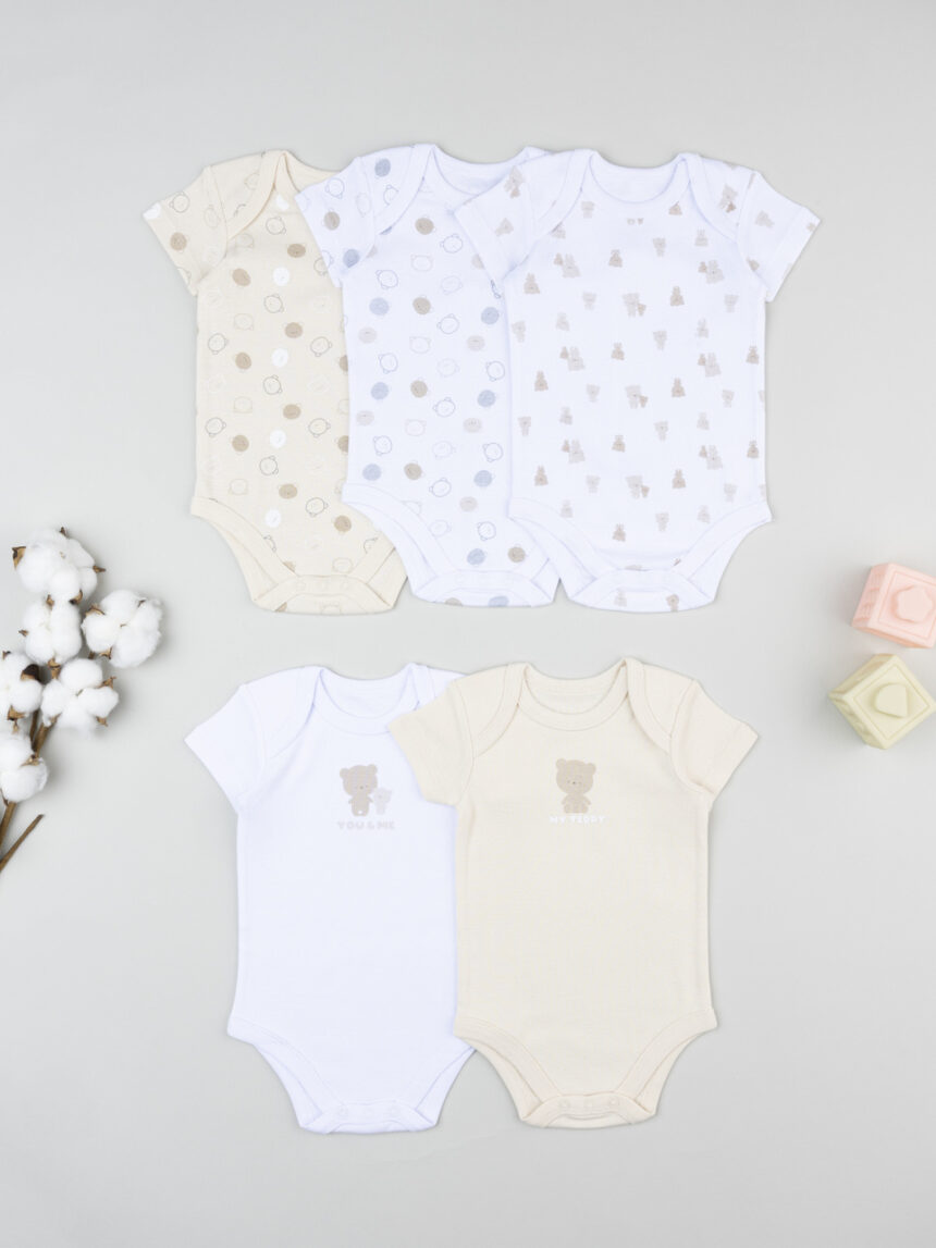 βρεφικά κορμάκια πακέτο x5 teddy για αγόρι - Prénatal