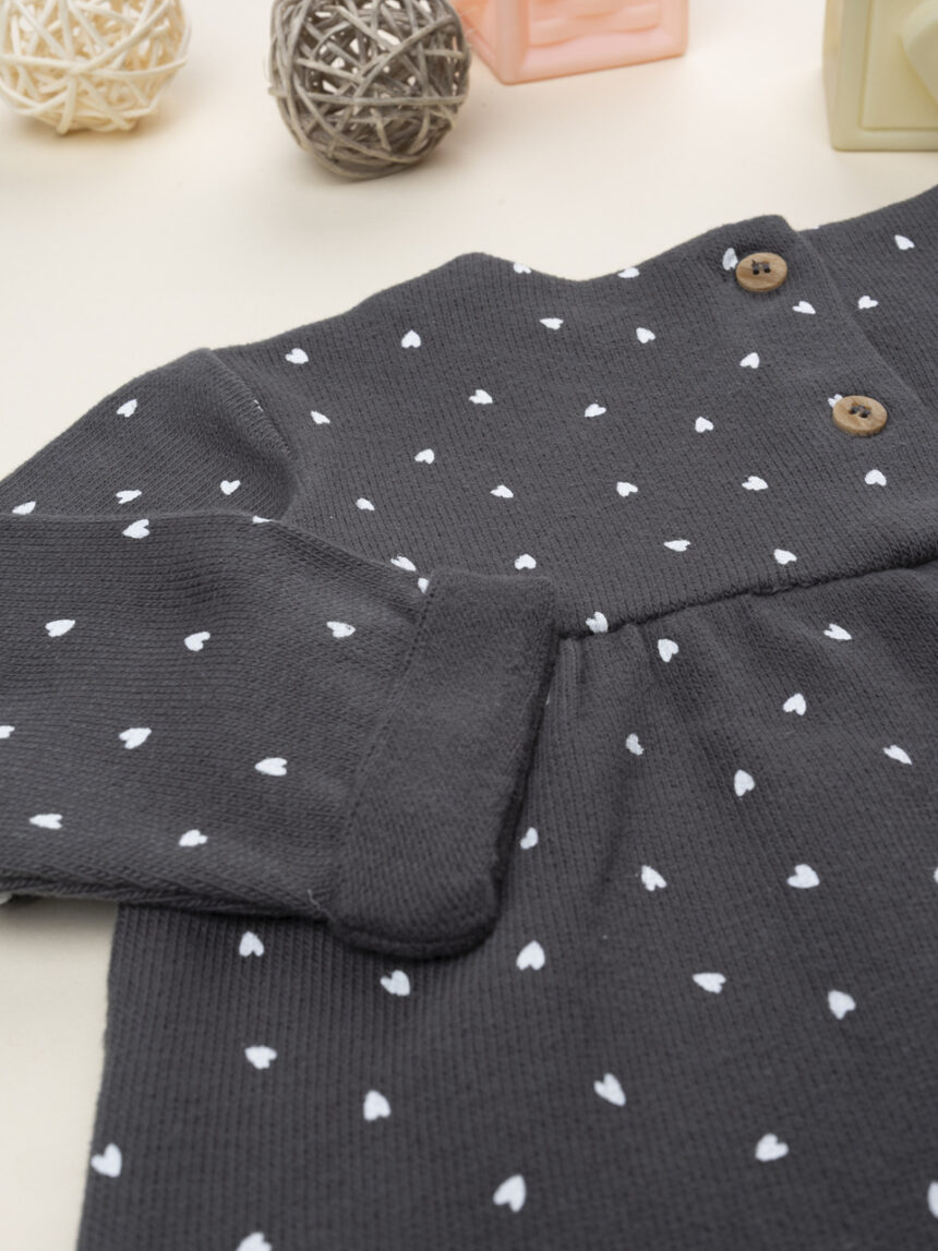 βρεφική μπλούζα πλεκτή γκρι με καρδούλες για κορίτσι - Prénatal