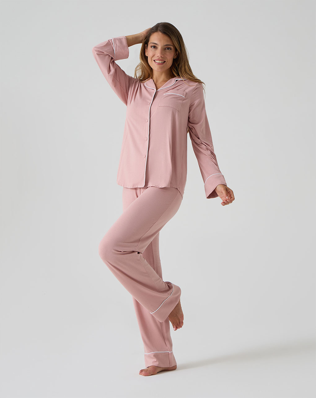 γυναικεία πιτζάμα εγκυμοσύνης/θηλασμού ροζ - Prénatal