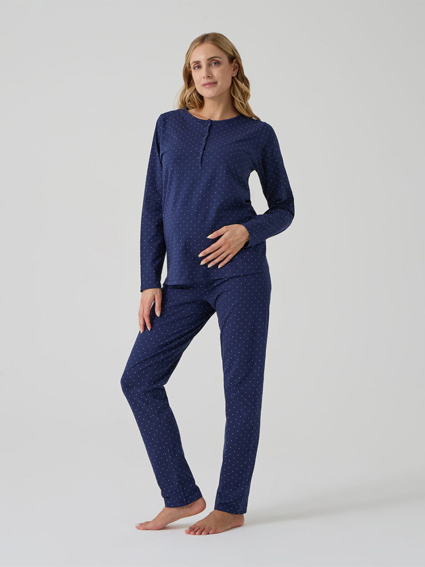 γυναικεία πιτζάμα εγκυμοσύνης/θηλασμού μπλε πουά - Prénatal