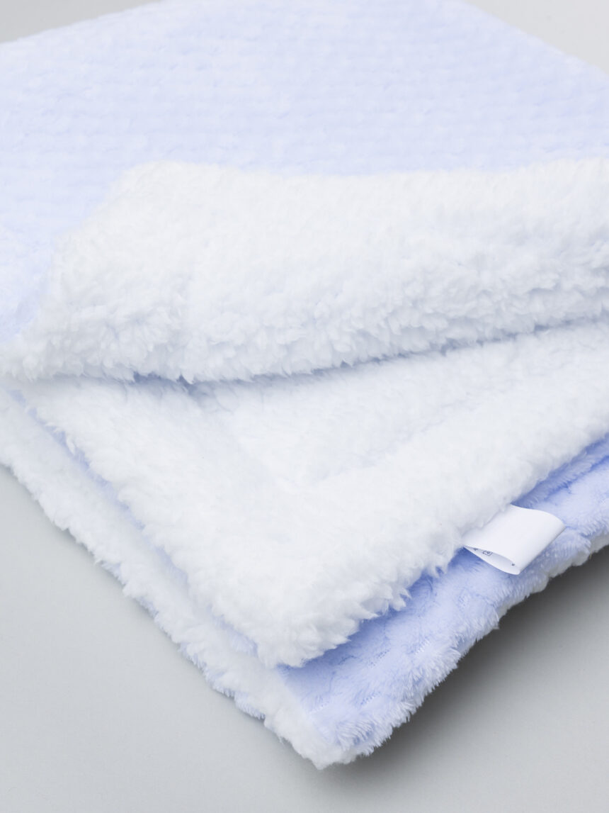 βρεφική σενίλ κουβέρτα γαλάζια με γουνάκι για αγόρι - Prénatal