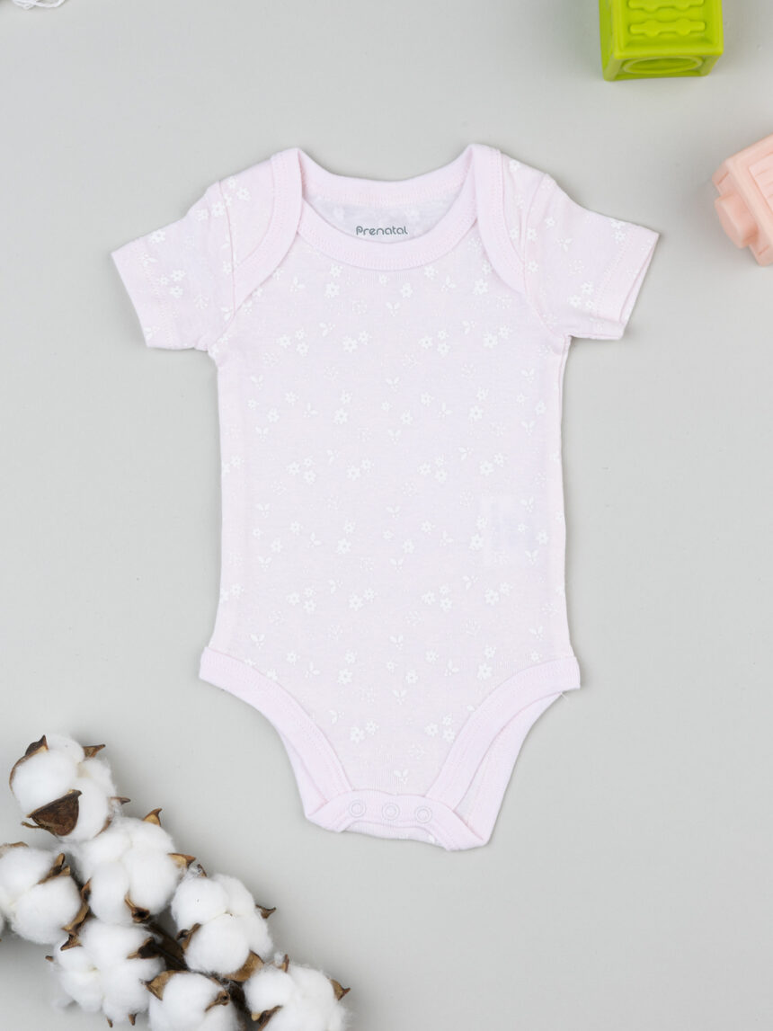 βρεφικό κορμάκι ροζ με λουλούδια για κορίτσι - Prénatal
