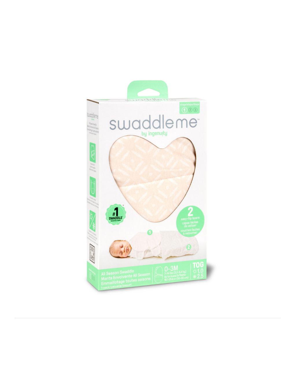 Swaddleme™ by ingenuity™  πάνα αγκαλιάς all season swaddle tiny tiles 1.0 & 2.5 tog 0-3m 17044 - Swaddleme