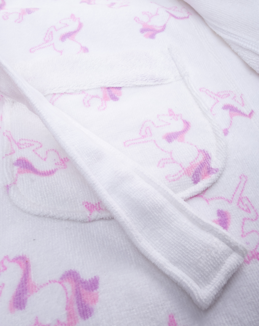 παιδικό μπουρνούζι σενίλ λευκό με μονόκερους για κορίτσι - Prénatal