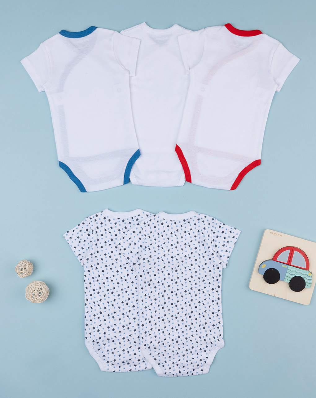βρεφικά κορμάκια πακέτο x5 με αυτοκίνητα για αγόρι - Prénatal
