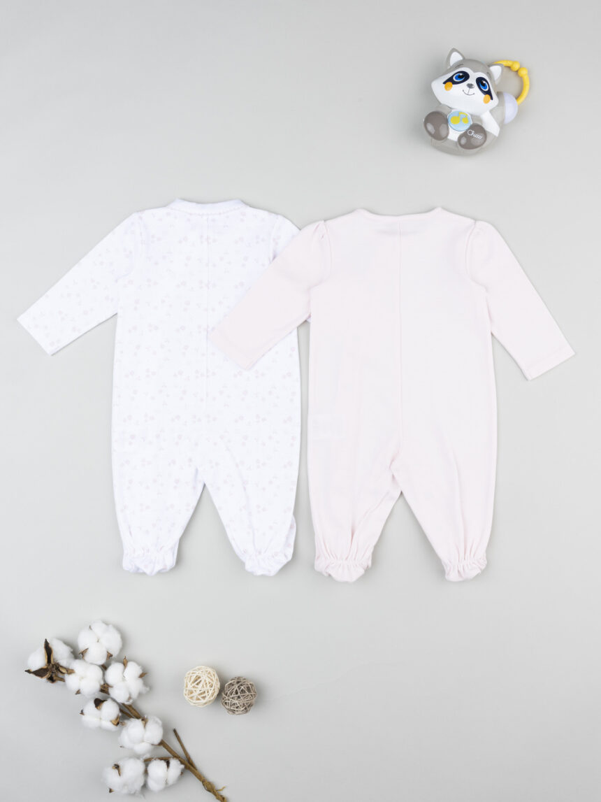 βρεφικά φορμάκια πακέτο x2 ροζ/λευκό με λαγουδάκι για κορίτσι - Prénatal