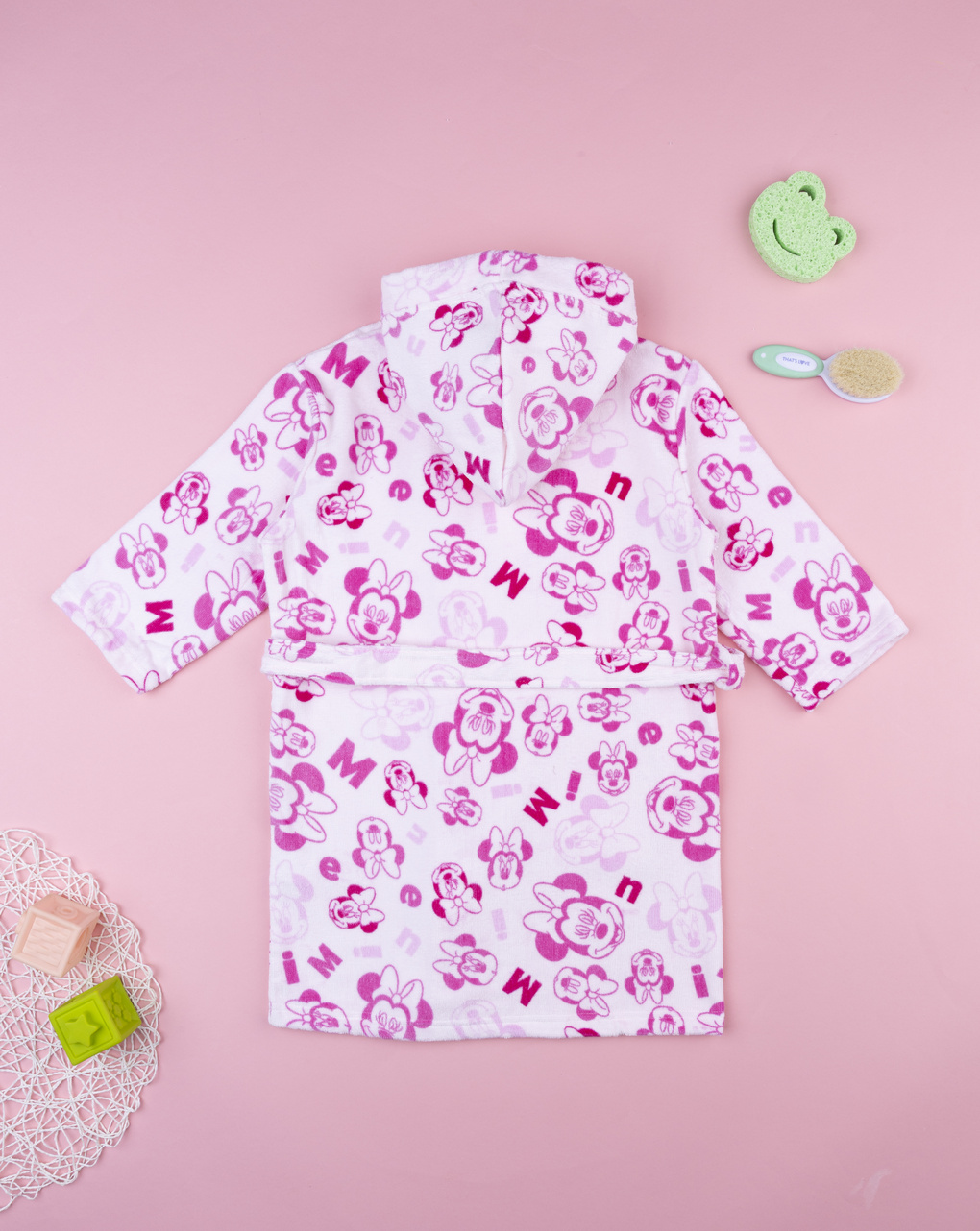 παιδικό μπουρνούζι σενίλ λευκό minnie για κορίτσι - Prénatal