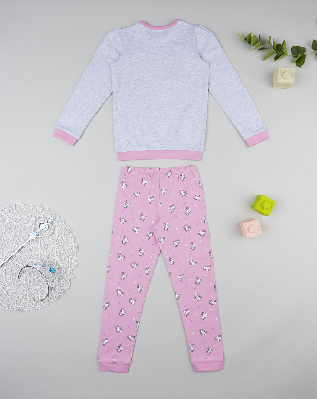 παιδική πιτζάμα γκρι/ροζ dream για κορίτσι - Prénatal