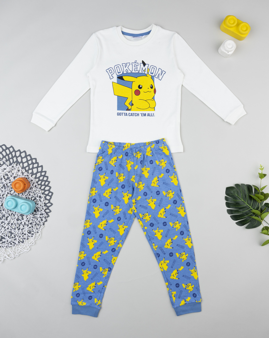παιδική πιτζάμα λευκή/μπλε pokémon για αγόρι