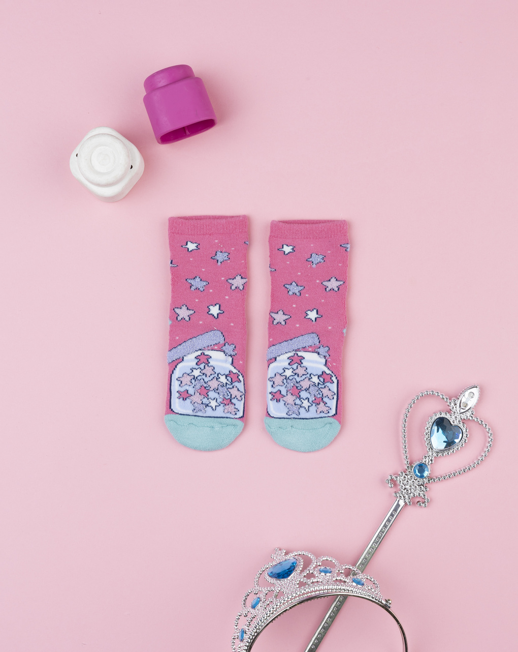 βρεφικές αντιολισθητικές κάλτσες με αστέρια για κορίτσι