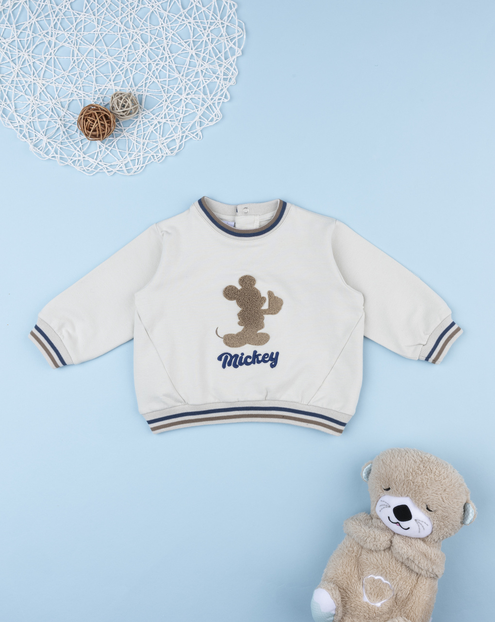 βρεφική μπλούζα φούτερ μπεζ mickey για αγόρι