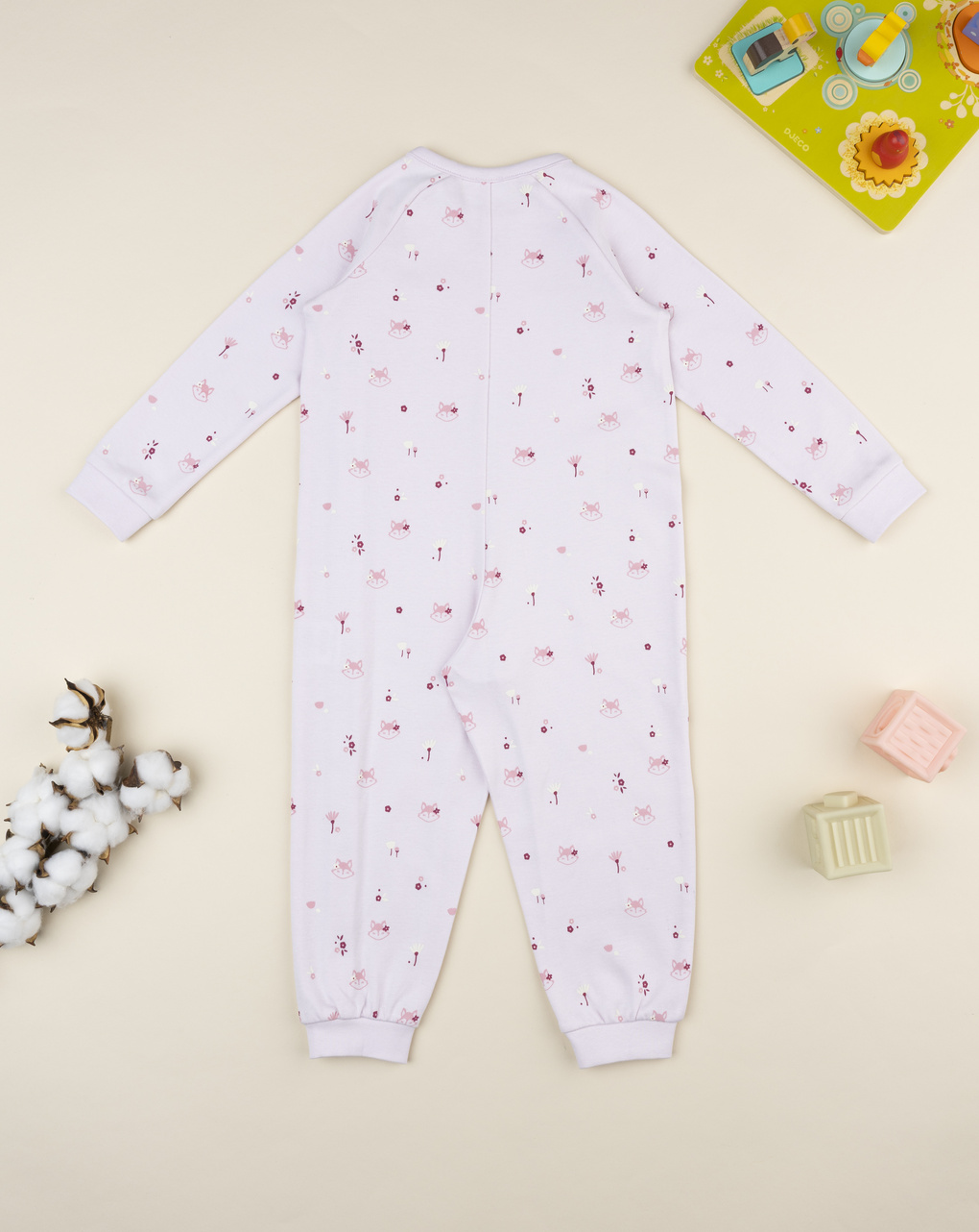 βρεφική ολόσωμη πιτζάμα ροζ με αλεπούδες για κορίτσι - Prénatal
