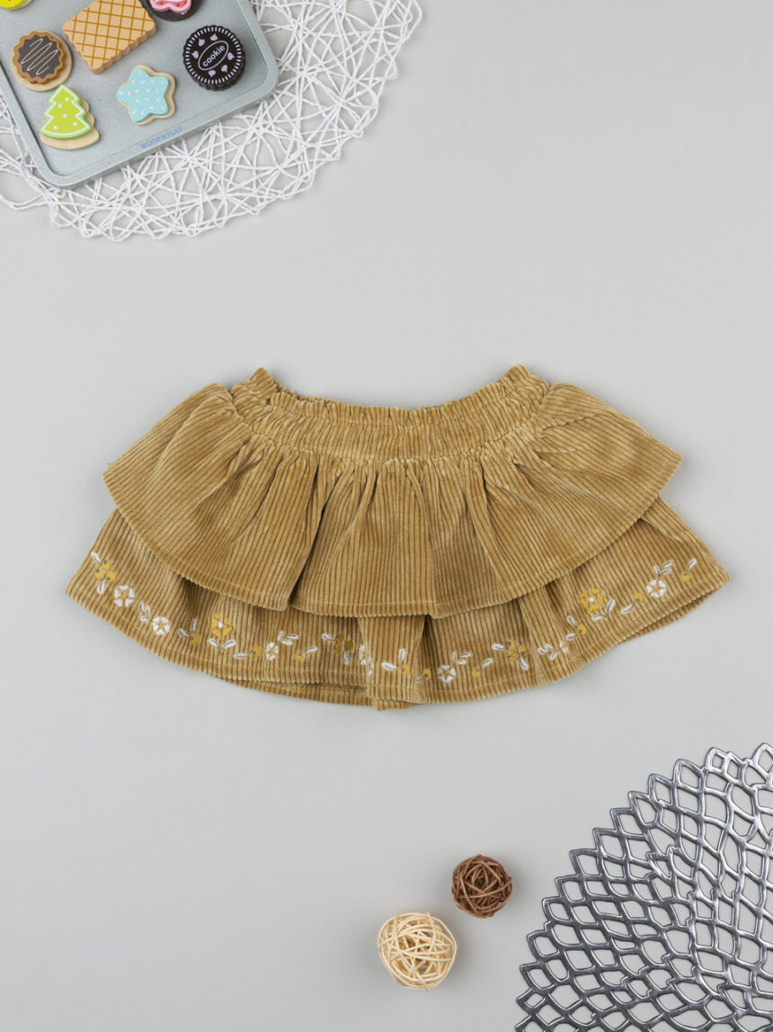 βρεφική φούστα κοτλέ καφέ με λουλούδια για κορίτσι - Prénatal