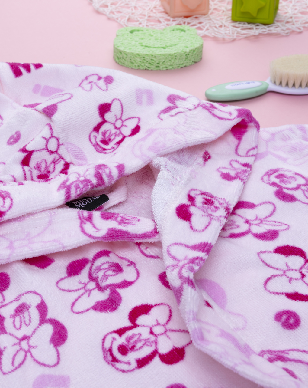 παιδικό μπουρνούζι σενίλ λευκό minnie για κορίτσι - Prénatal