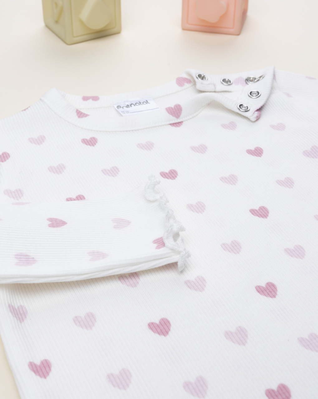 βρεφική πιτζάμα λευκή με καρδούλες για κορίτσι - Prénatal