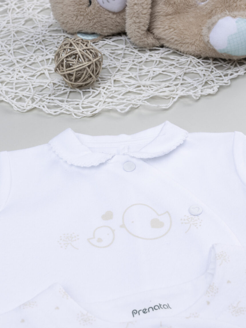 βρεφικά φορμάκια πακέτο x3 μπεζ/λευκό με καρδούλες για κορίτσι - Prénatal