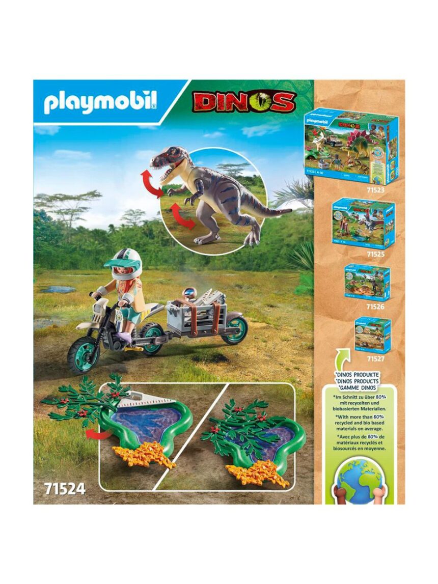 Playmobil dinos t-rex και εξερευνητής με μοτοσικλέτα 71524 - Playmobil