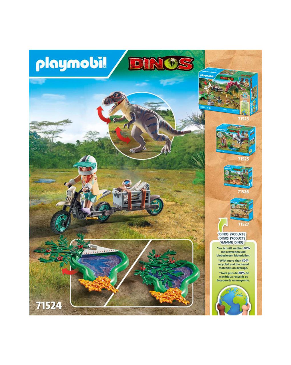 Playmobil dinos t-rex και εξερευνητής με μοτοσικλέτα 71524 - Playmobil