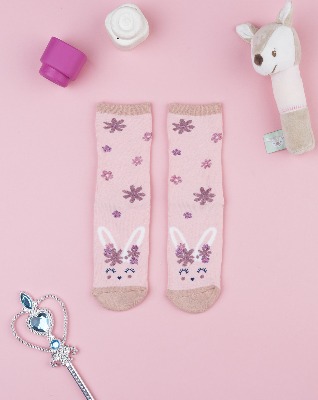 παιδικές αντιολισθητικές κάλτσες με λαγουδάκι για κορίτσι