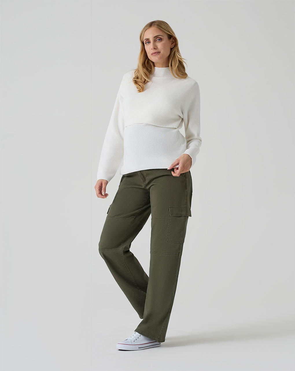 γυναικείο παντελόνι εγκυμοσύνης cargo χακί