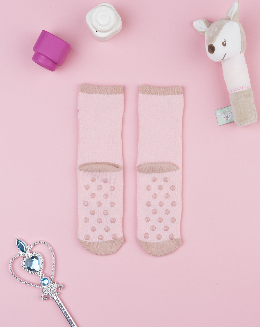 παιδικές αντιολισθητικές κάλτσες με λαγουδάκι για κορίτσι - Prénatal