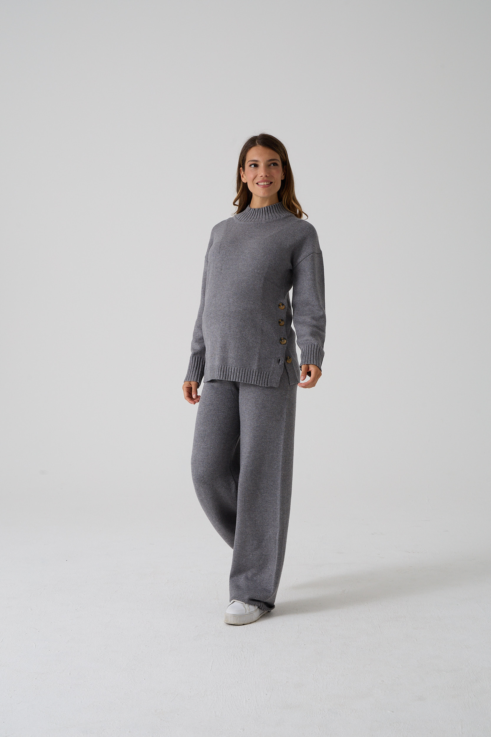 γυναικείο πλεκτό παντελόνι εγκυμοσύνης γκρι - Prénatal