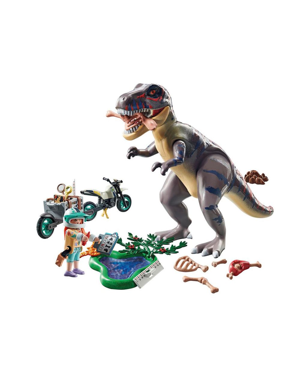 Playmobil dinos t-rex και εξερευνητής με μοτοσικλέτα 71524 - Playmobil