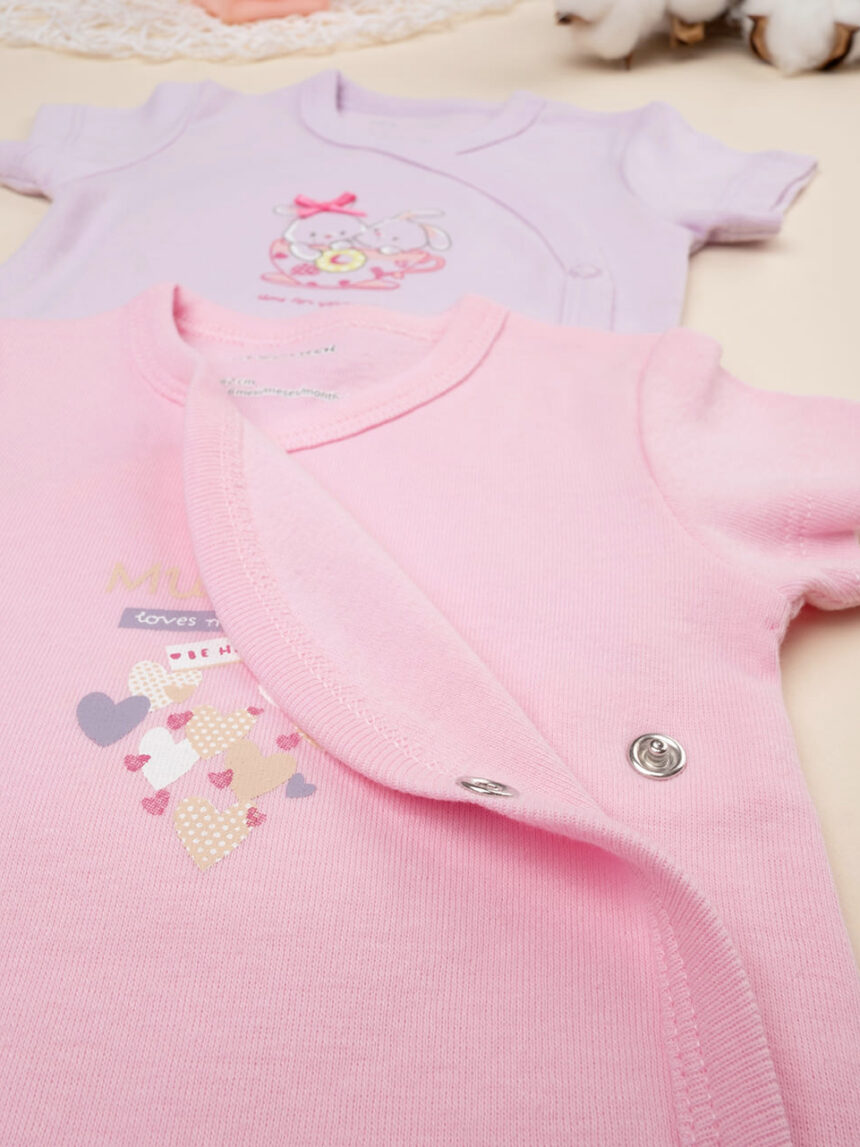 βρεφικά κορμάκια με λαγουδάκια πακέτο x5 για κορίτσι - Prénatal