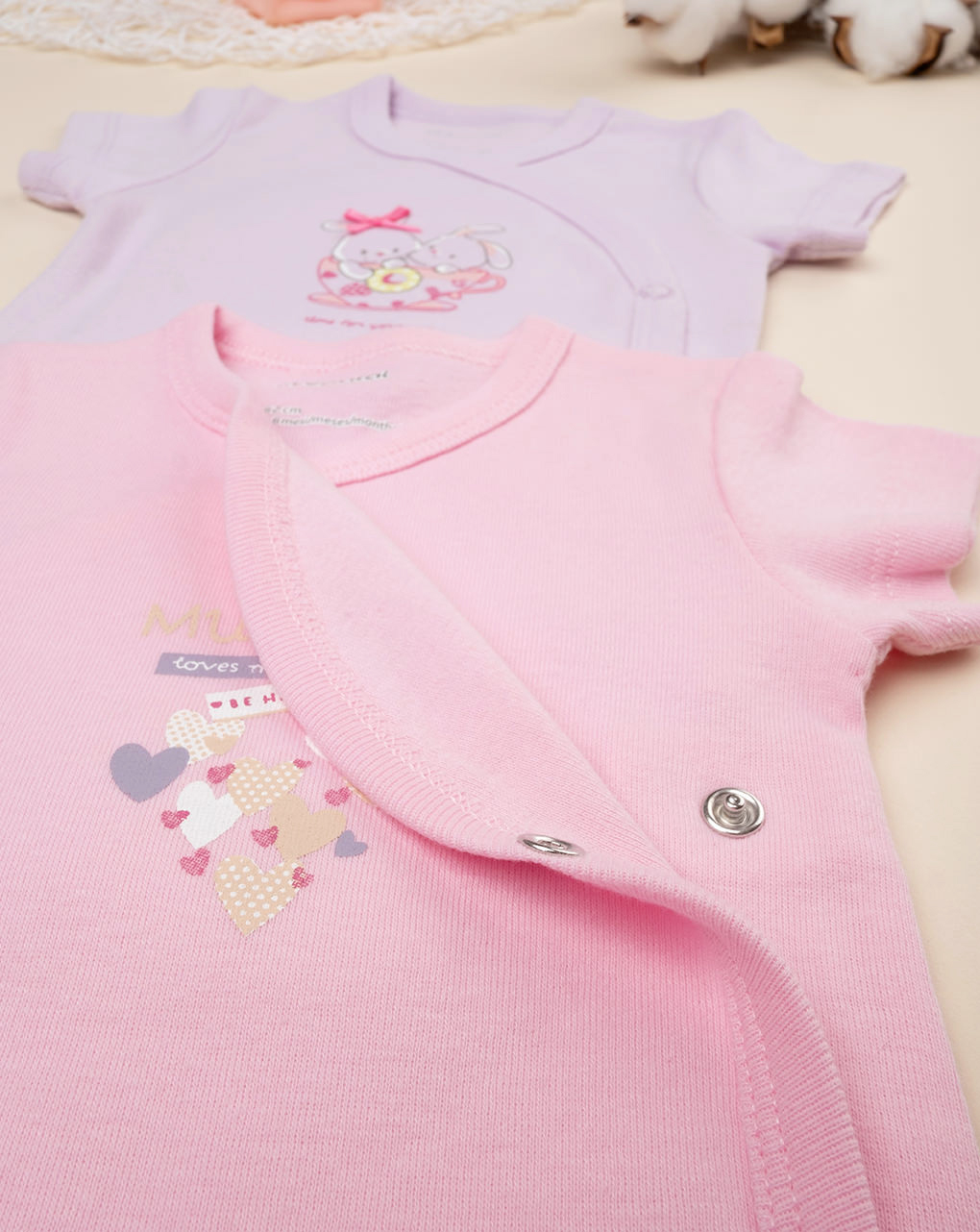 βρεφικά κορμάκια με λαγουδάκια πακέτο x5 για κορίτσι - Prénatal