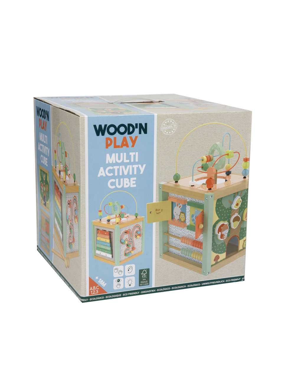 Wood ’n play maxi ξύλινος κύβος δραστηριοτήτων 18m+ - Wood'N Play