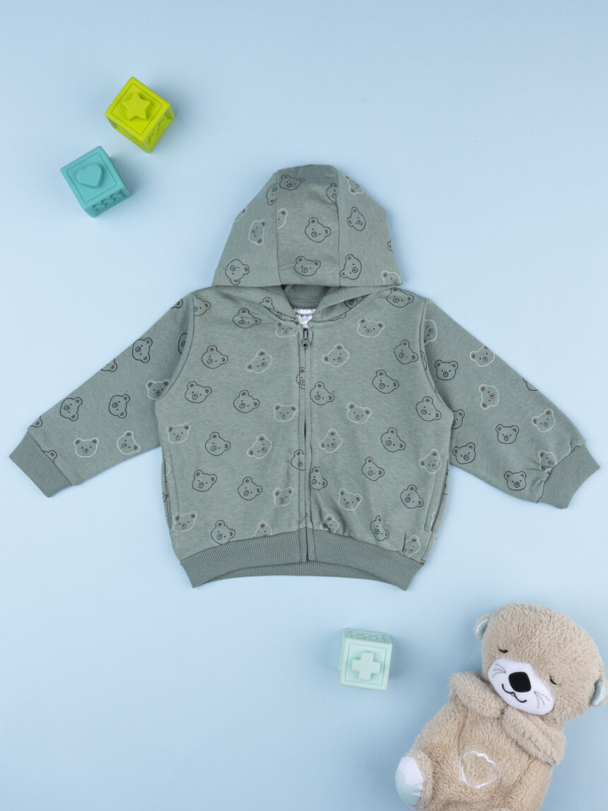 βρεφική ζακέτα φούτερ λαδί με αρκουδάκια για αγόρι - Prénatal