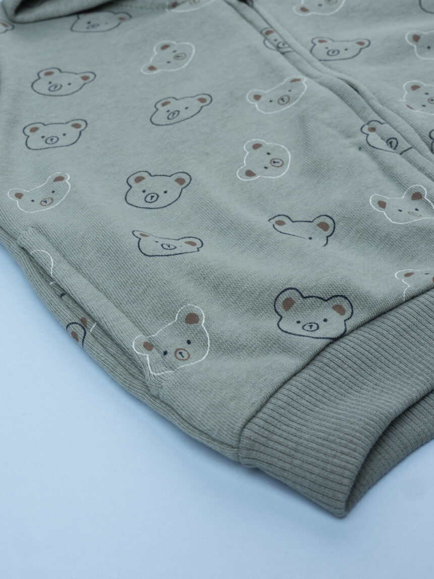 βρεφική ζακέτα φούτερ λαδί με αρκουδάκια για αγόρι - Prénatal