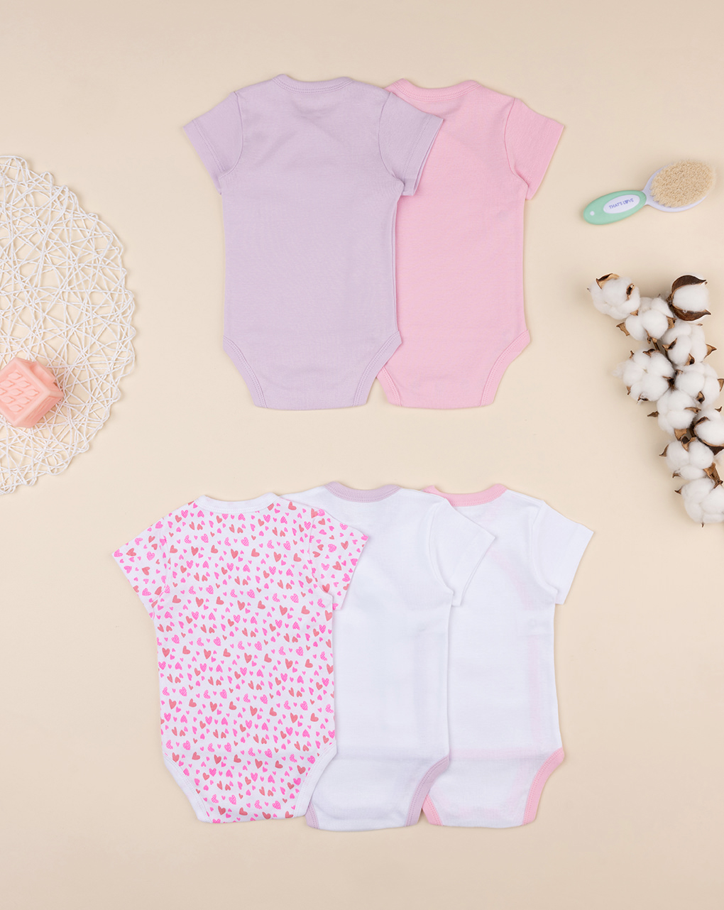βρεφικά κορμάκια με λαγουδάκια πακέτο x5 για κορίτσι - Prénatal
