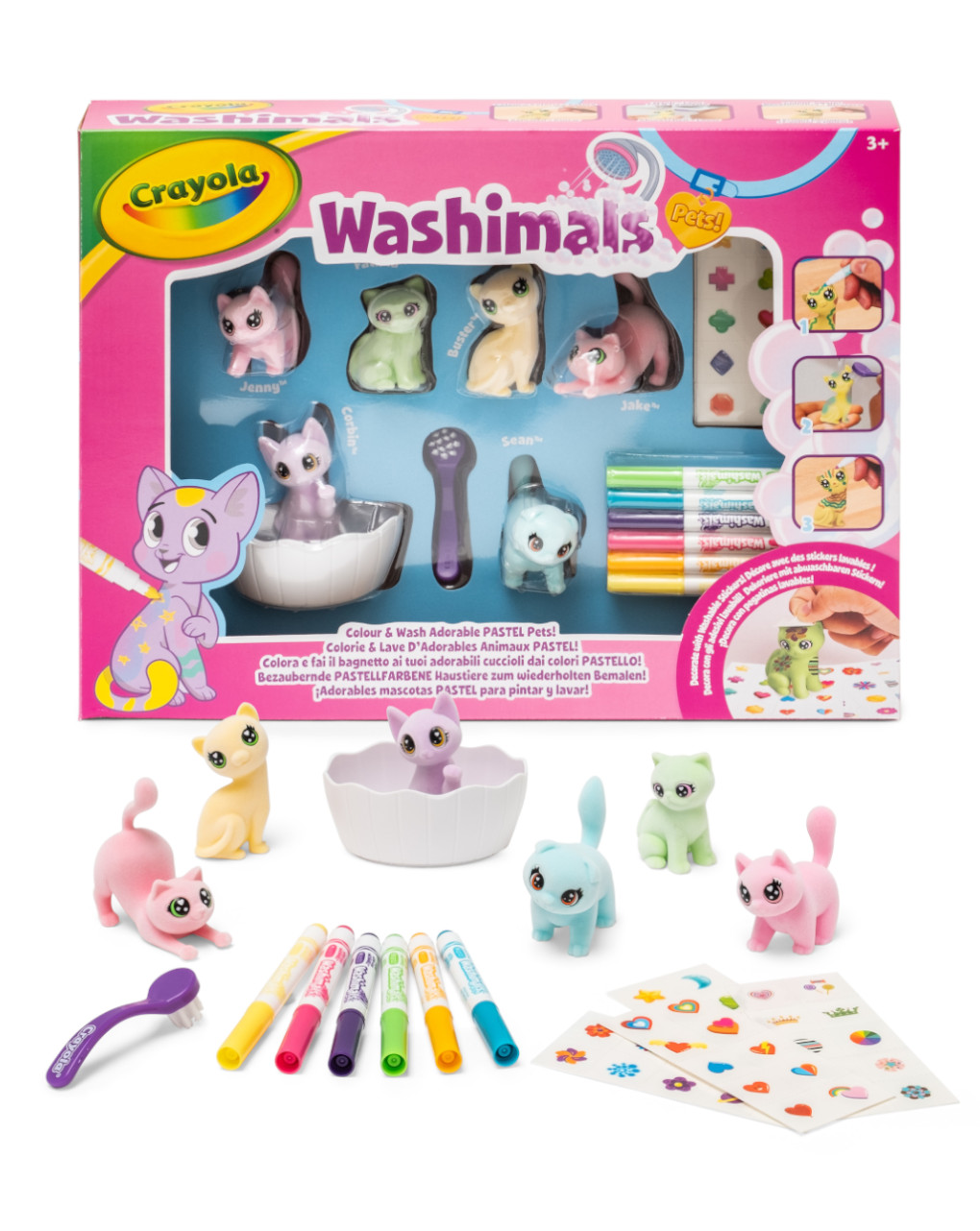 Crayola washimals pets σετ δραστηριοτήτων με παλέτα παστέλ και αυτοκόλλητα ζωάκια - Crayola