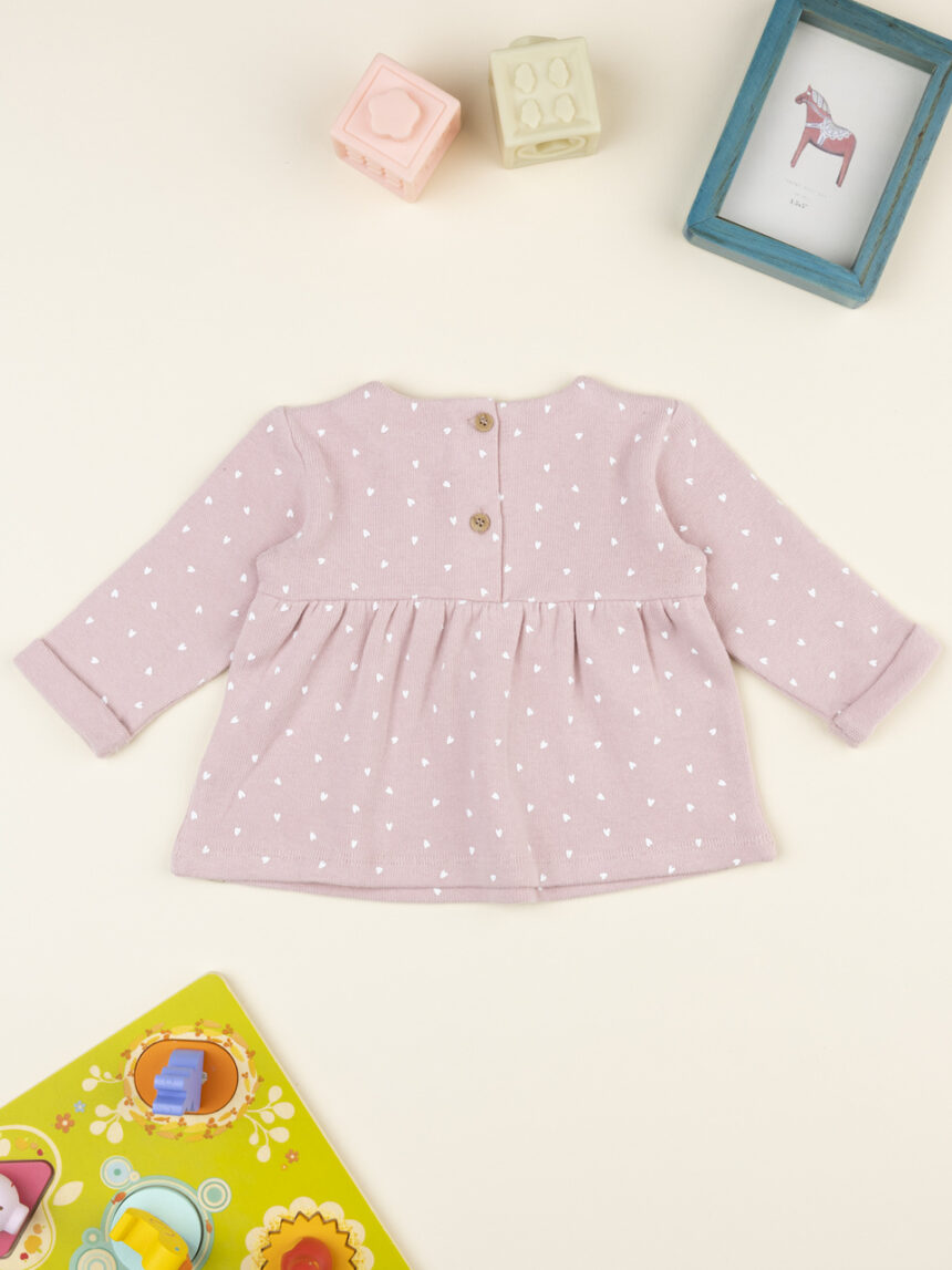 βρεφική μπλούζα πλεκτή ροζ με καρδούλες για κορίτσι - Prénatal