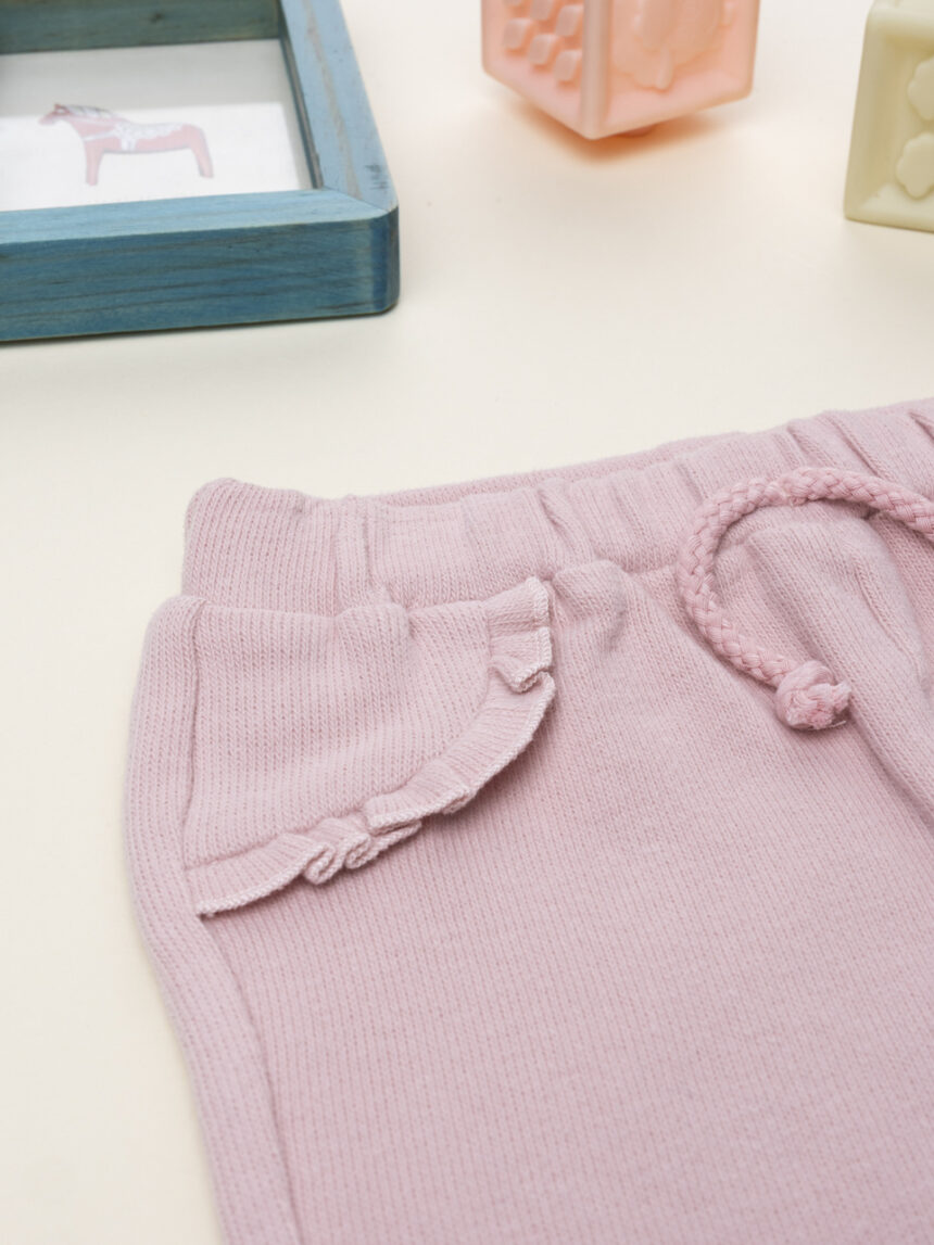 βρεφικό παντελόνι ροζ με βολάν για κορίτσι - Prénatal