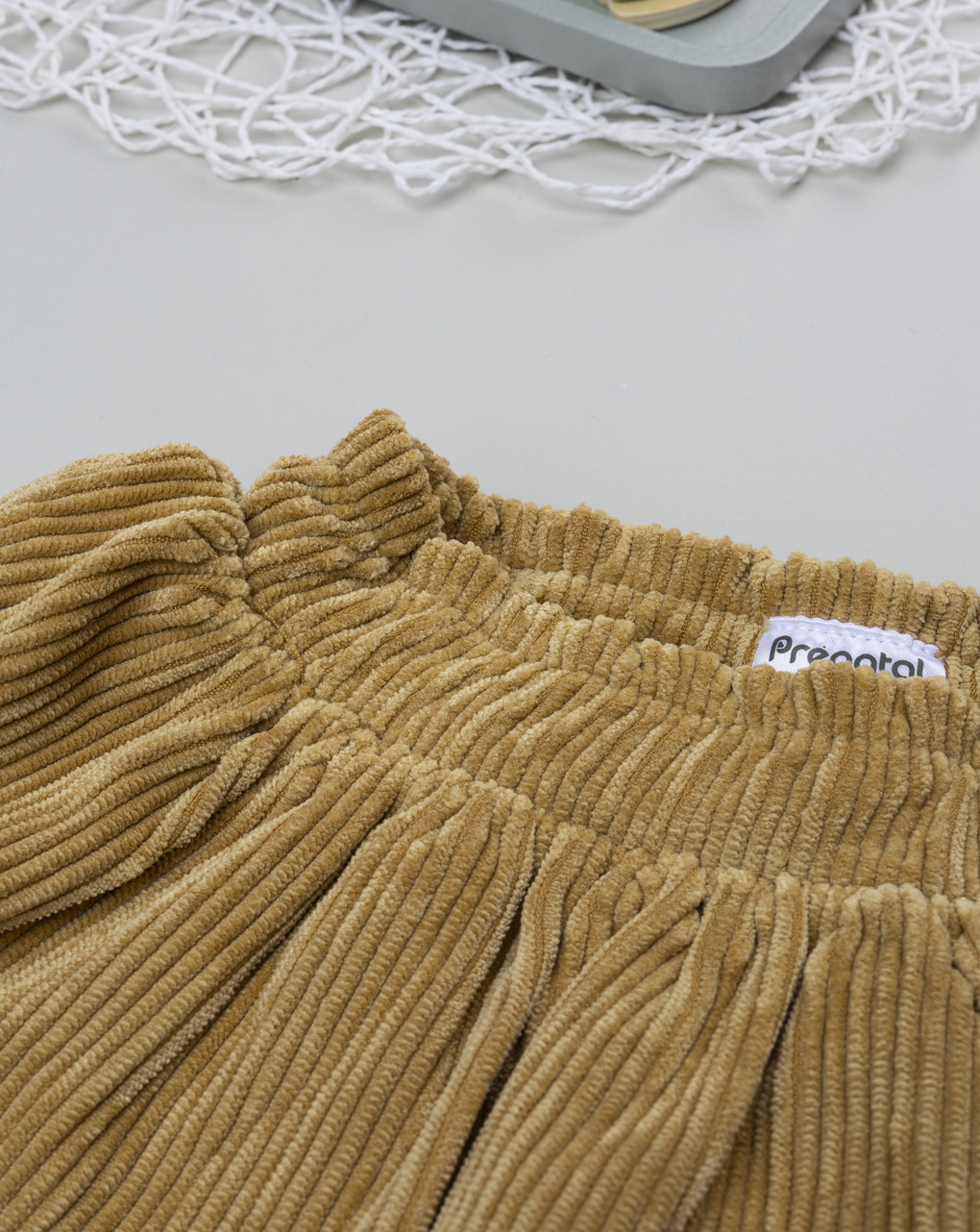 βρεφική φούστα κοτλέ καφέ με λουλούδια για κορίτσι - Prénatal