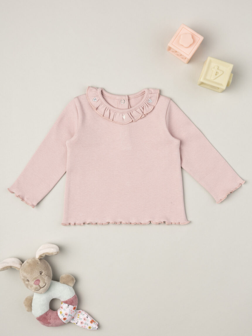 βρεφική μπλούζα ροζ με βολάν για κορίτσι - Prénatal