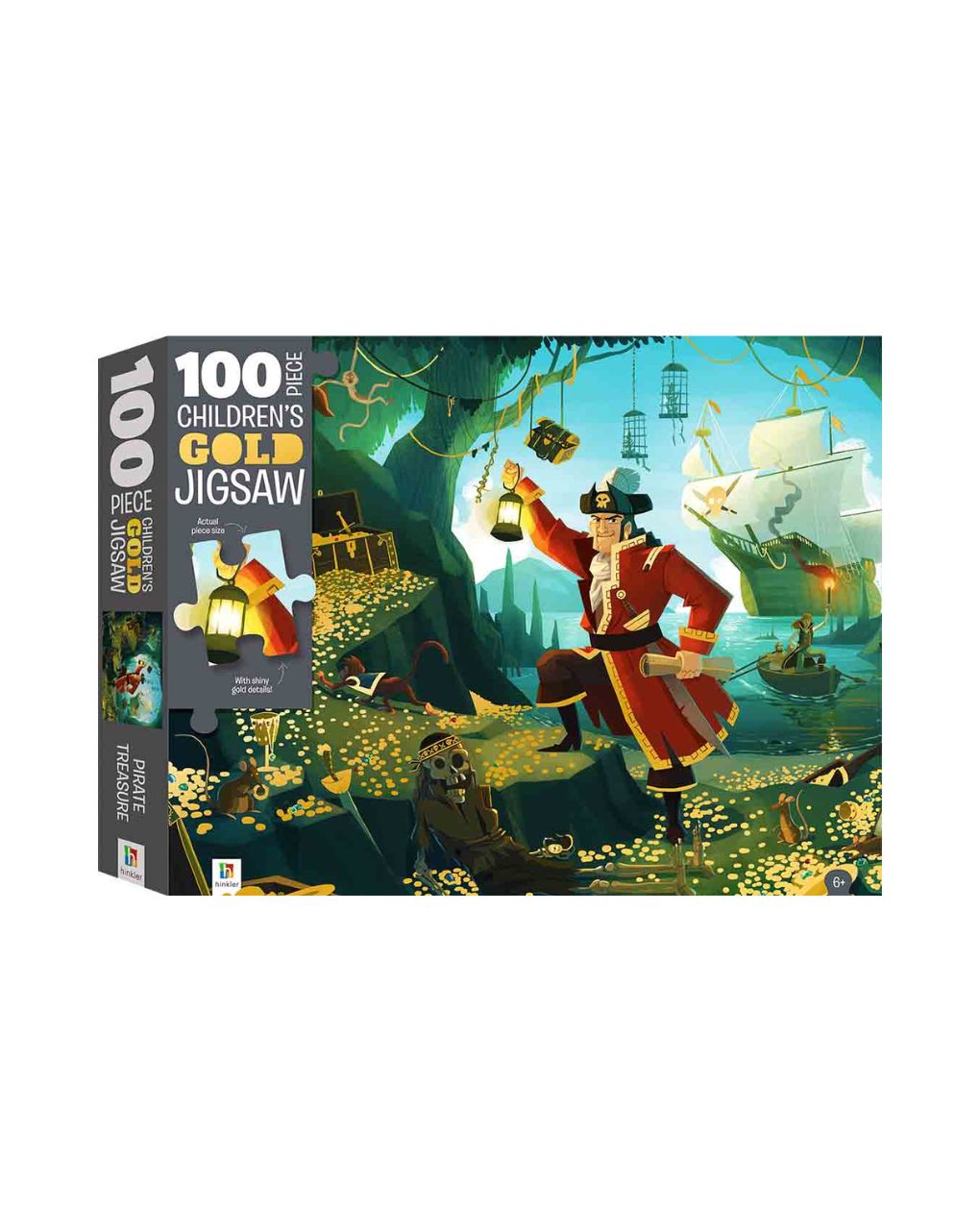Hinkler πάζλ touch and feel: pirate treasure gold foil 100 piece jigsaw tj-3