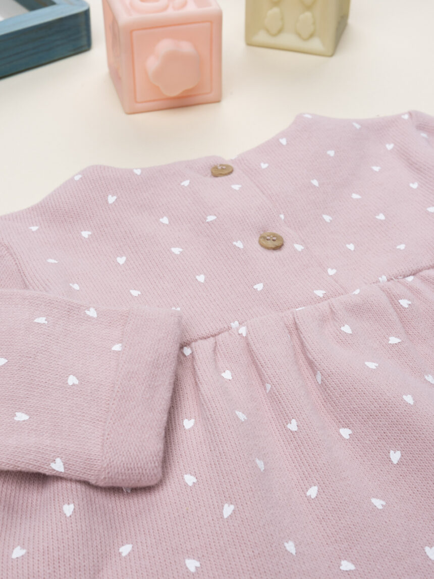 βρεφική μπλούζα πλεκτή ροζ με καρδούλες για κορίτσι - Prénatal