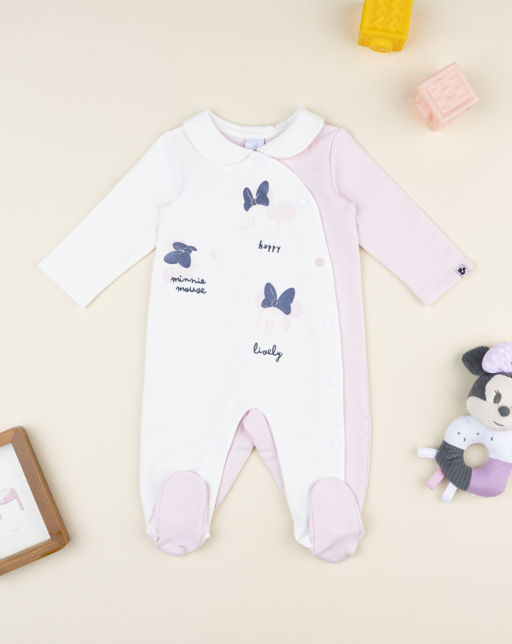 βρεφικό φορμάκι λευκό/ροζ minnie για κορίτσι