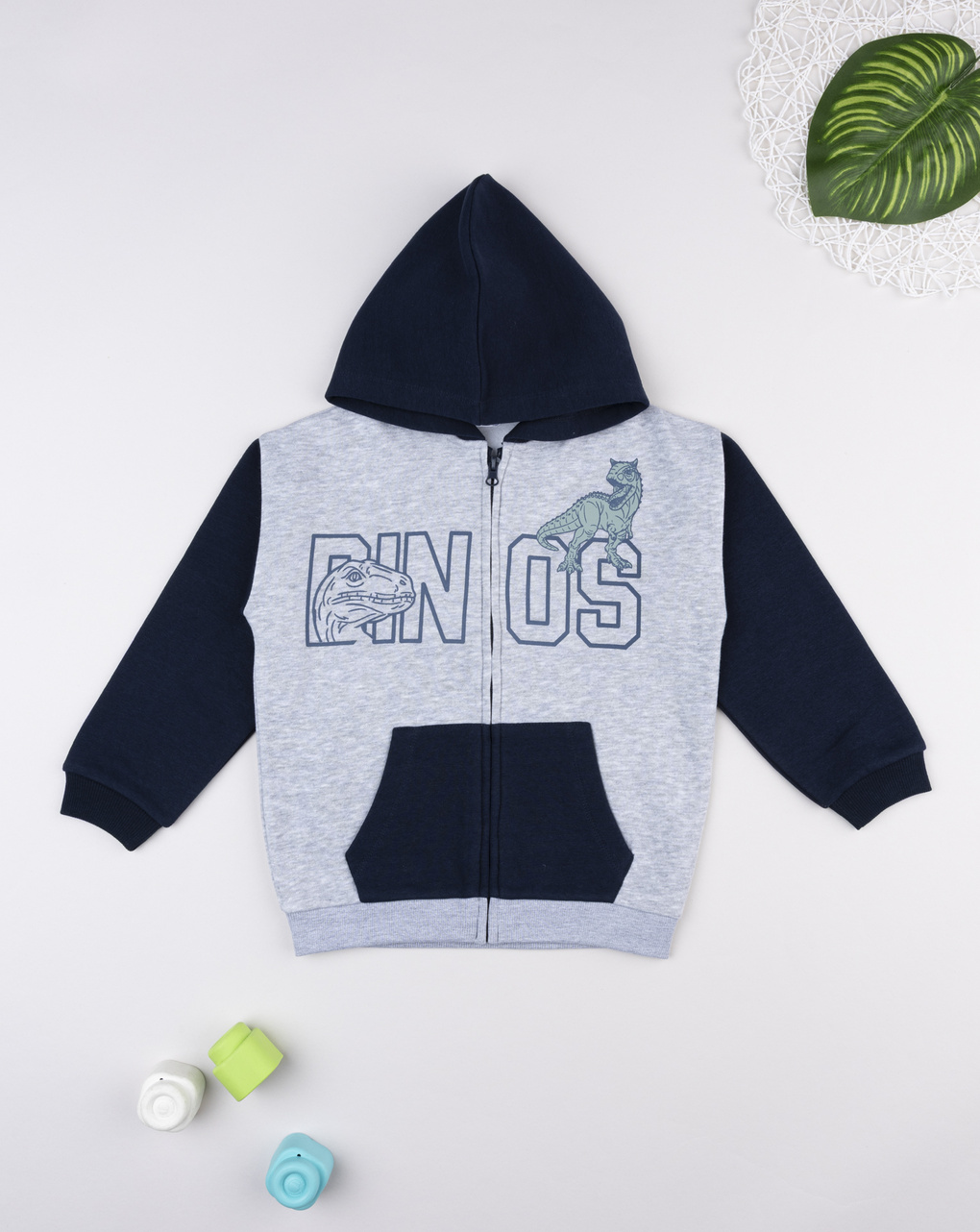 παιδική ζακέτα φούτερ γκρι dinos για αγόρι