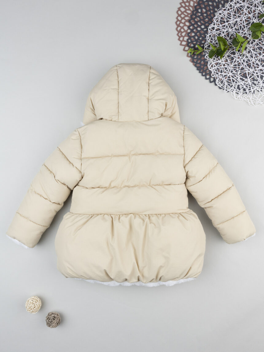 παιδικό μπουφάν puffer μπεζ με φιογκάκια για κορίτσι - Prénatal