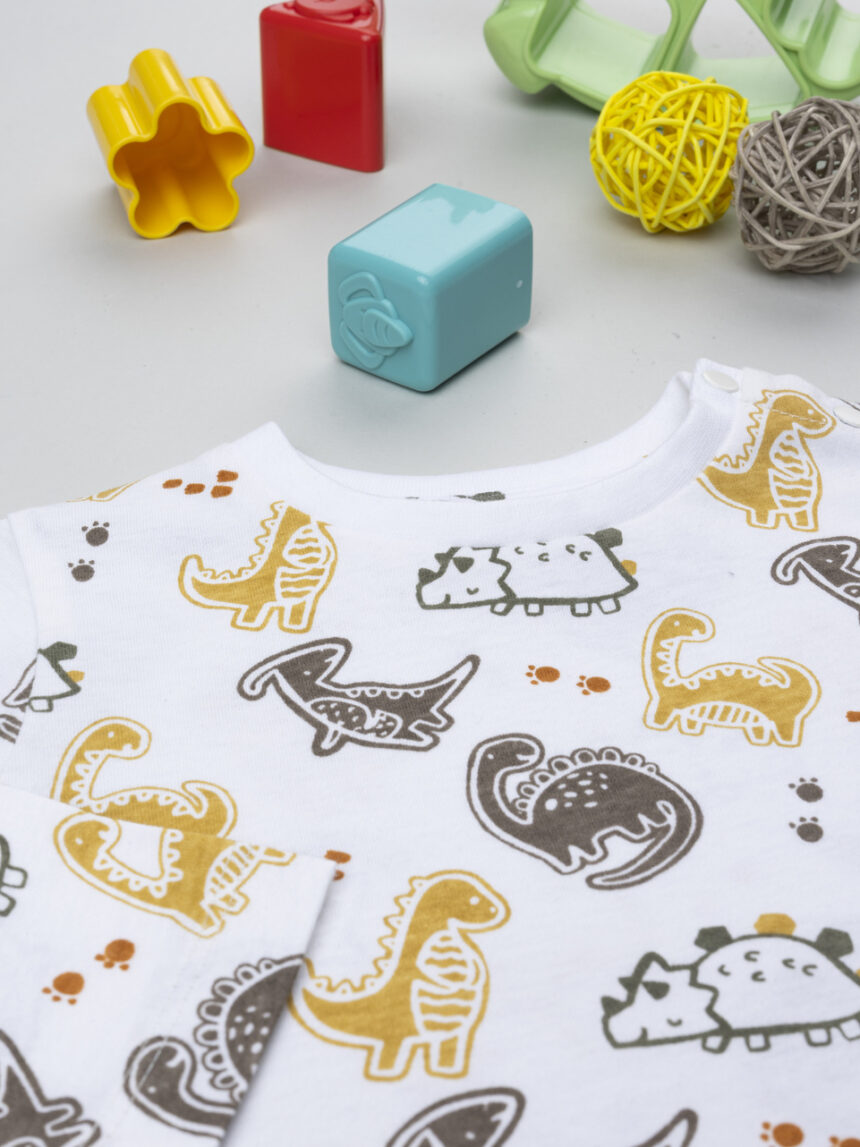 βρεφική μπλούζα λευκή με δεινόσαυρους για αγόρι - Prénatal