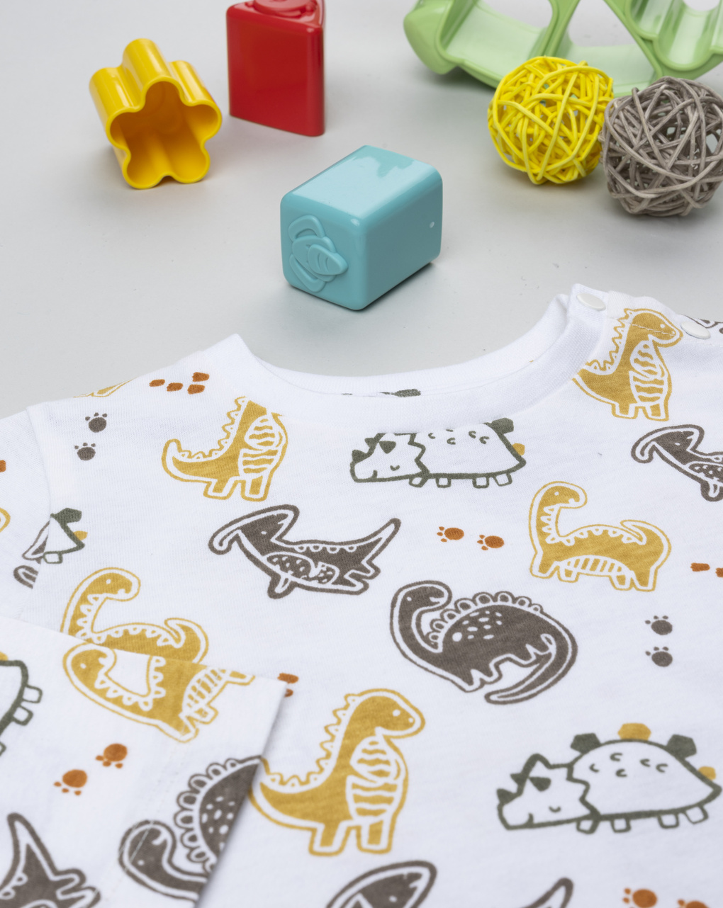 βρεφική μπλούζα λευκή με δεινόσαυρους για αγόρι - Prénatal