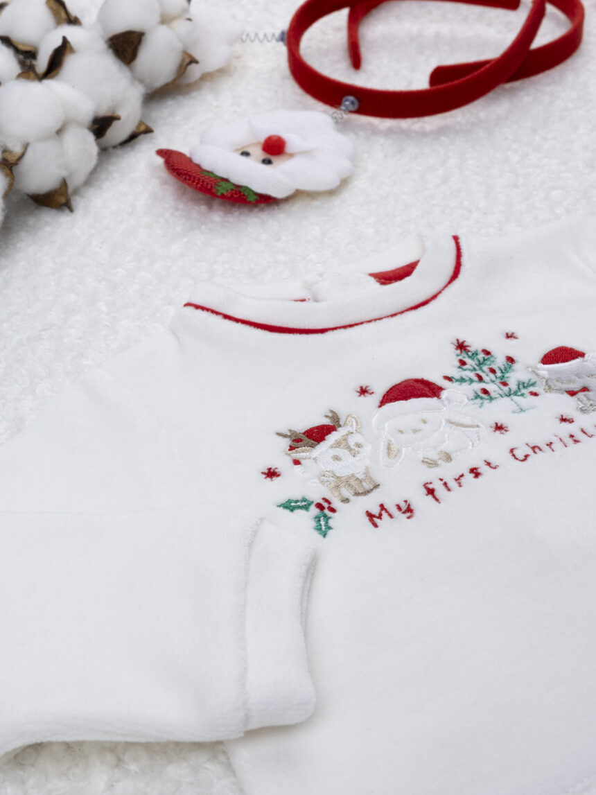 βρεφικό χριστουγεννιάτικο φορμάκι λευκό/κόκκινο my first christmas unisex - Prénatal