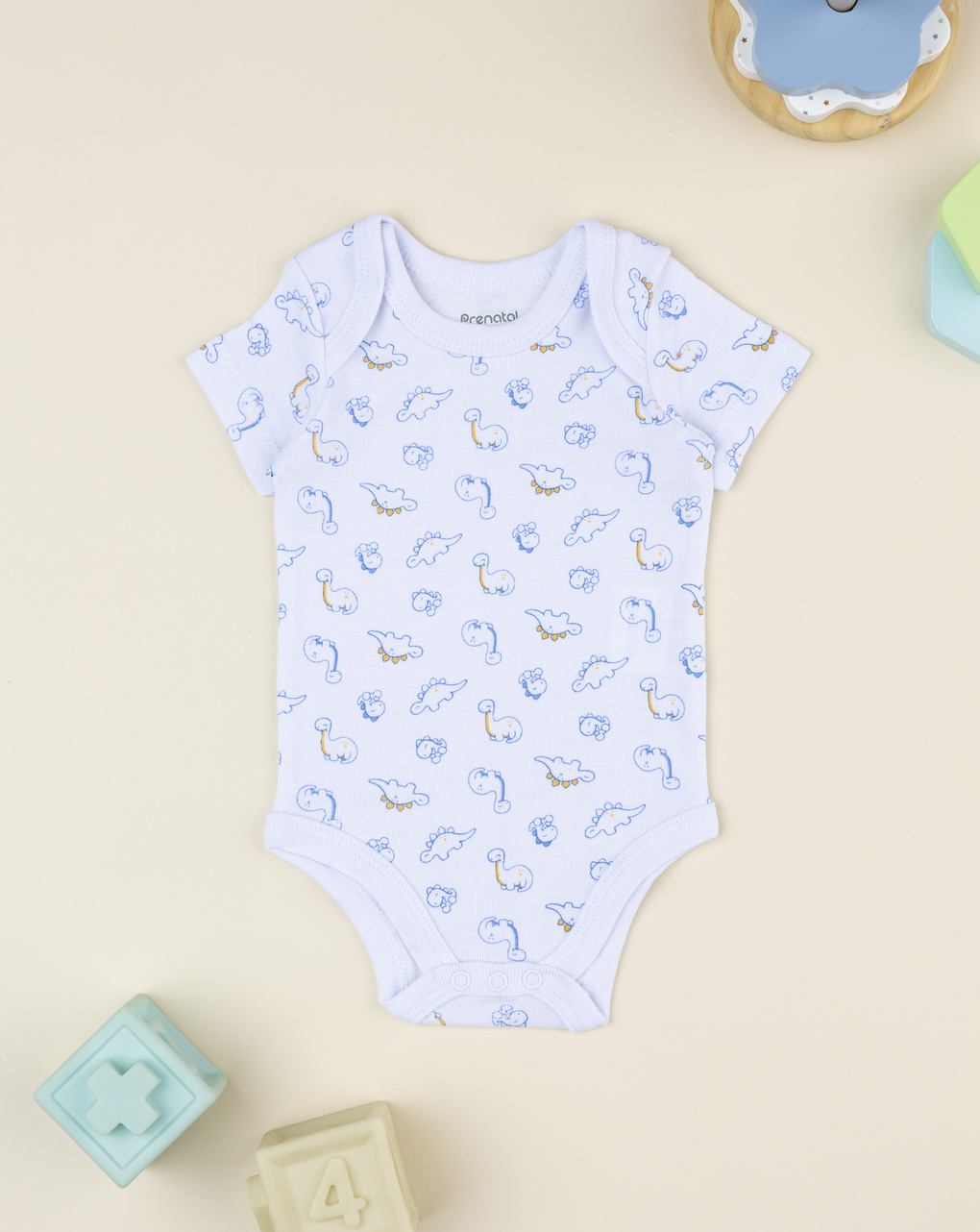 βρεφικό κορμάκι λευκό με δεινόσαυρους για αγόρι