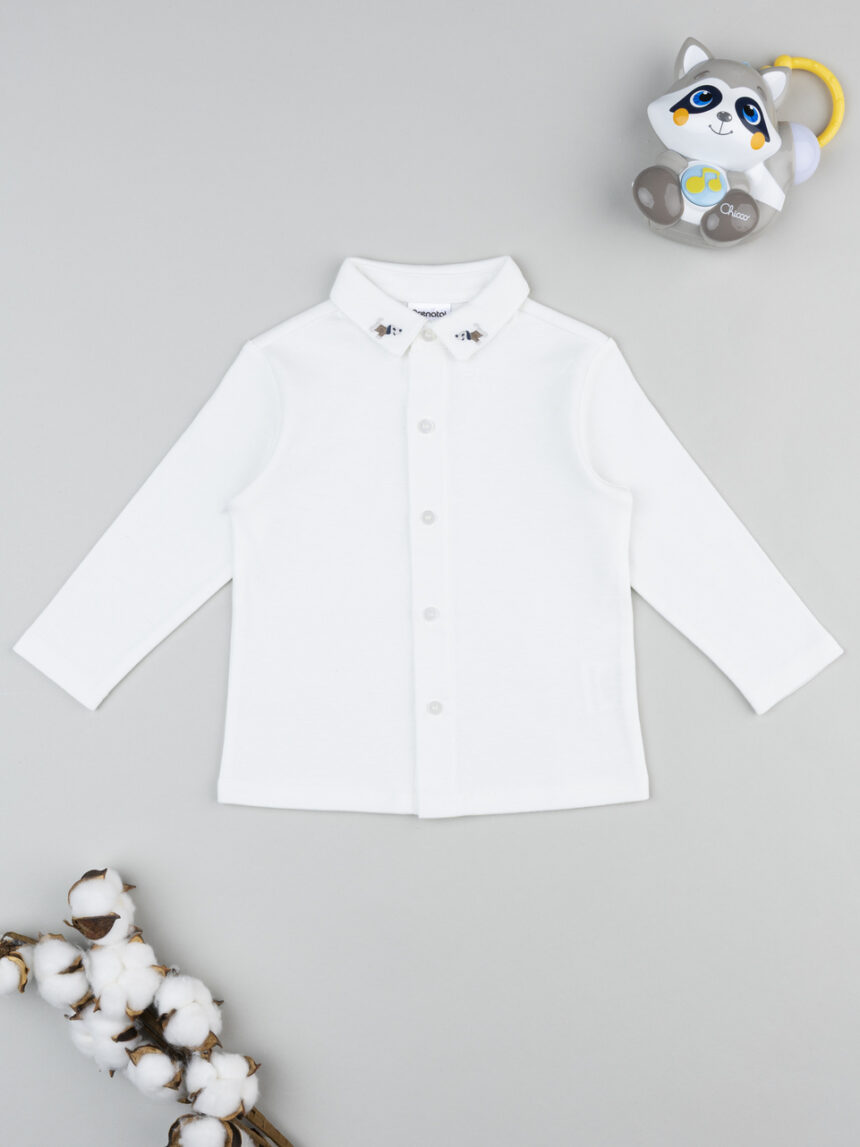 βρεφικό πουκάμισο λευκό με σκυλάκια για αγόρι - Prénatal
